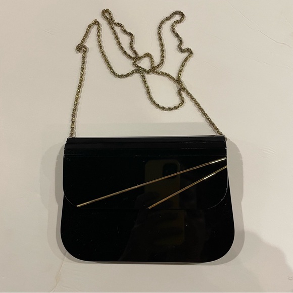 Adorable vintage leucite black gold handbag 70’s-80’s mod - Picture 2 of 9